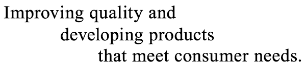 Research and development of quality improvement and products that meet consumer needs